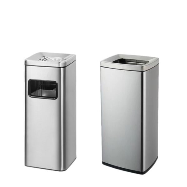 Standing Stainless Steel Trash Can with Ashtray