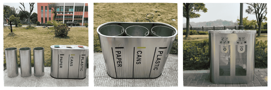 Yard stainless steel trash can